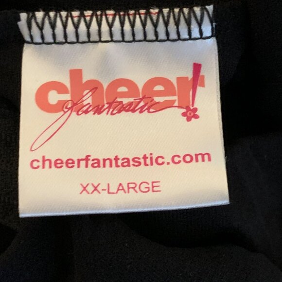 Cheer Fantastic Mock Turtleneck Midriff Zip Back Bodysuit 2XL Black Long Sleeve - Picture 9 of 10